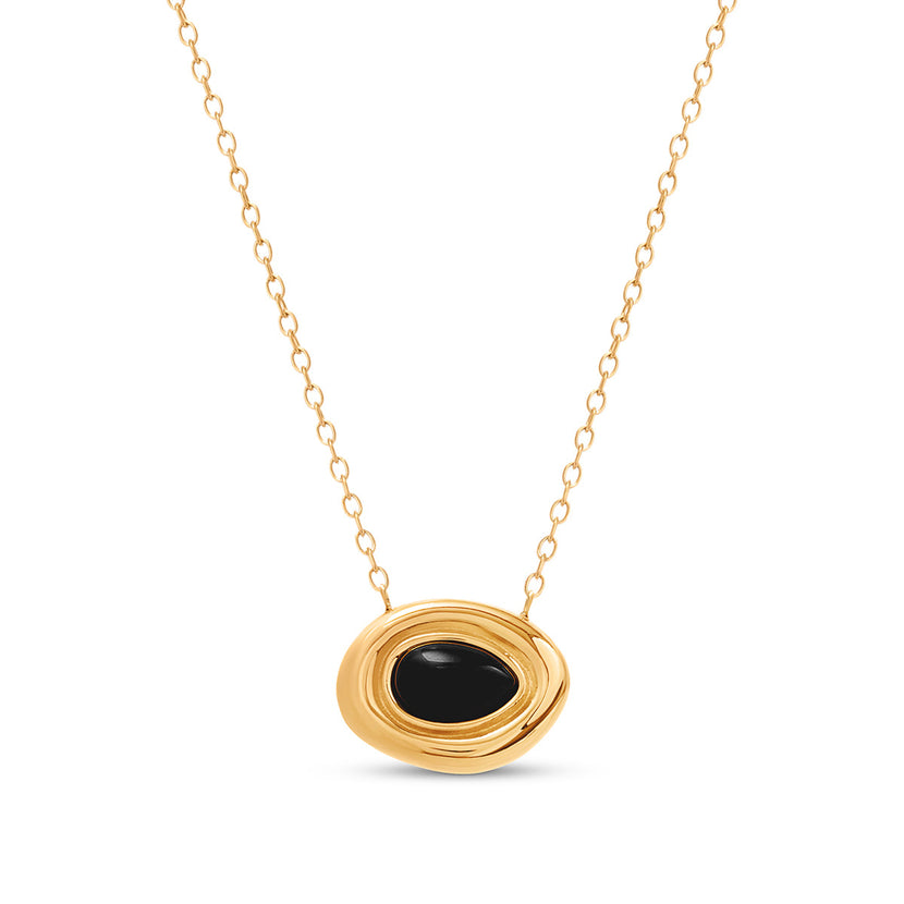Black Onyx Molten Necklace (Gold)