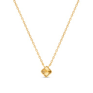 Fine Mini Fluted Clover Necklace (Gold)