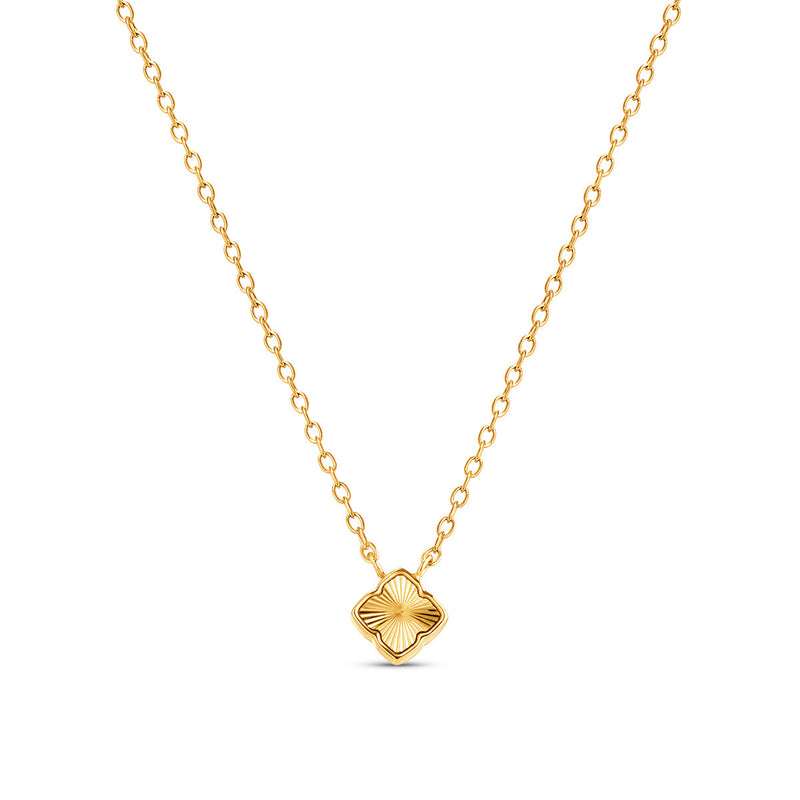 Fine Mini Fluted Clover Necklace (Gold)