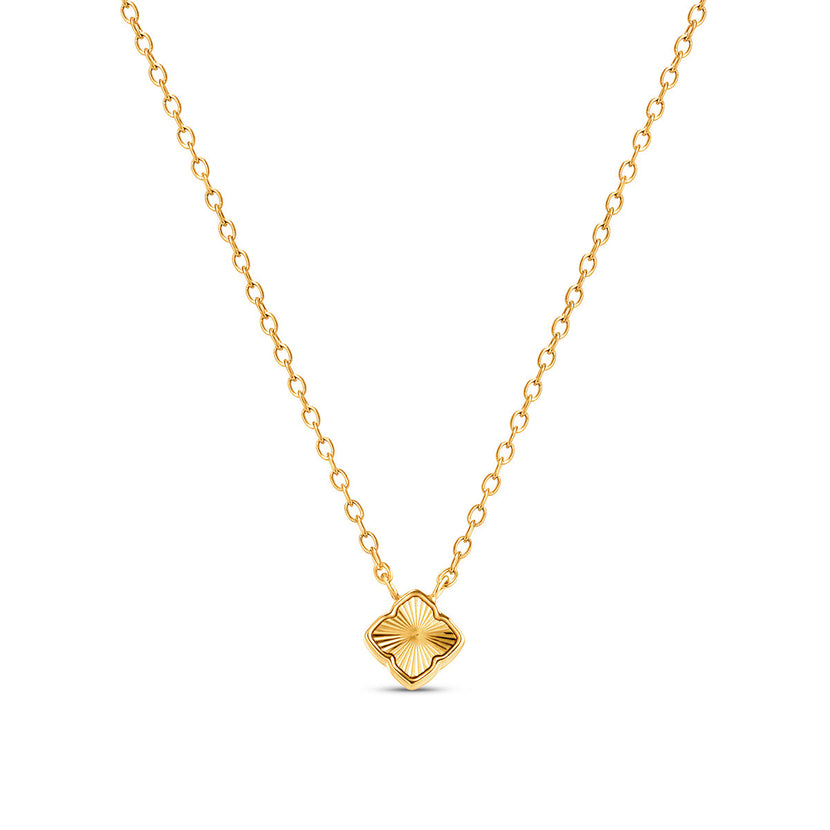 Fine Mini Fluted Clover Necklace (Gold)