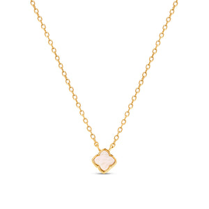 Fine Mini Pearl Clover Necklace (Gold)