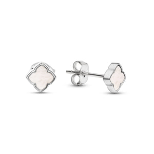 Fine Mini Pearl Clover Studs (Silver)