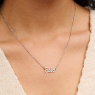 Crystal Cursive Name Necklace (Silver)