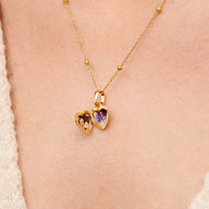 Heart Double Photo Locket Necklace (Gold)