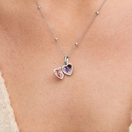 Heart Photo Locket Sphere Necklace (Silver)