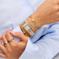 Amazonite & Fluted Clover Bracelet (Gold)