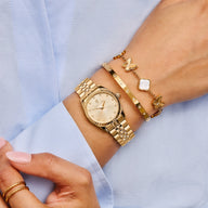 Pearl & Fluted Butterfly Bracelet (Gold)