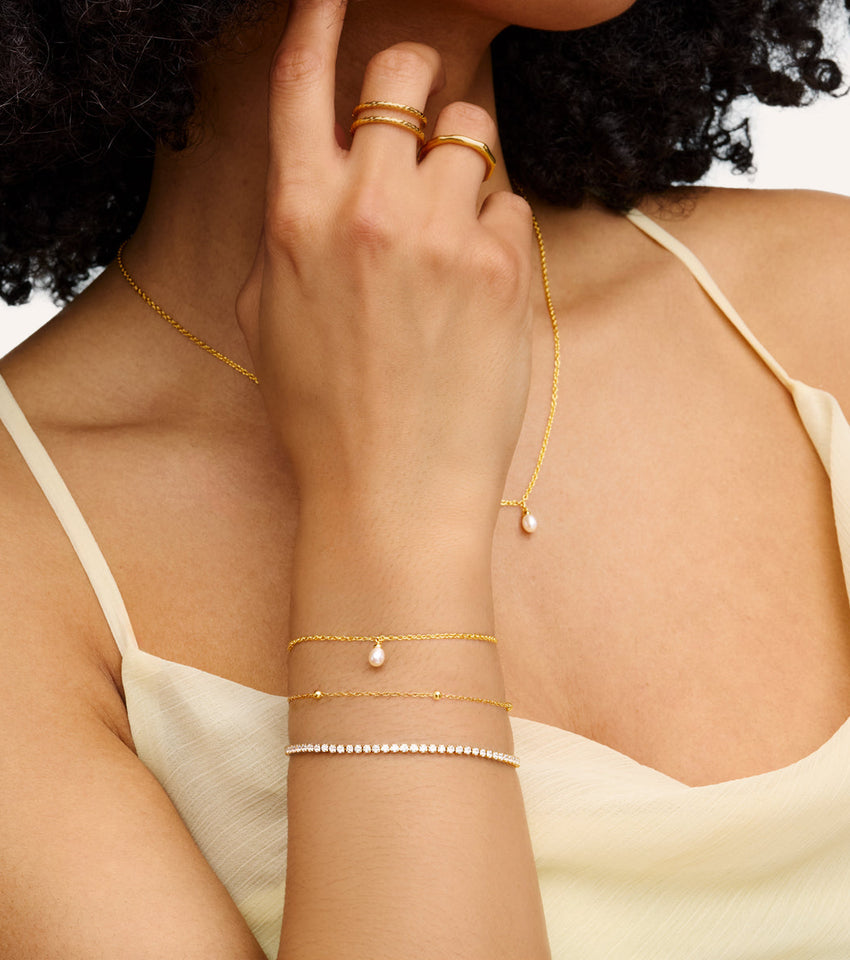 Mini Tennis Chain Bracelet (Gold)