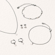 Fine Organic Pearl Earrings Set (Silver)