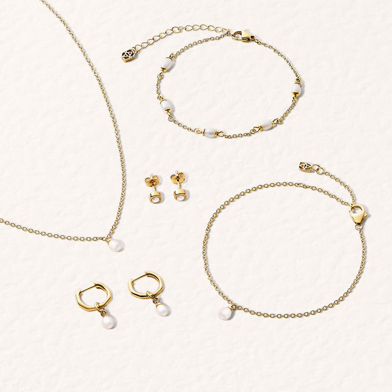 Fine Organic Pearl Earrings Set (Gold)