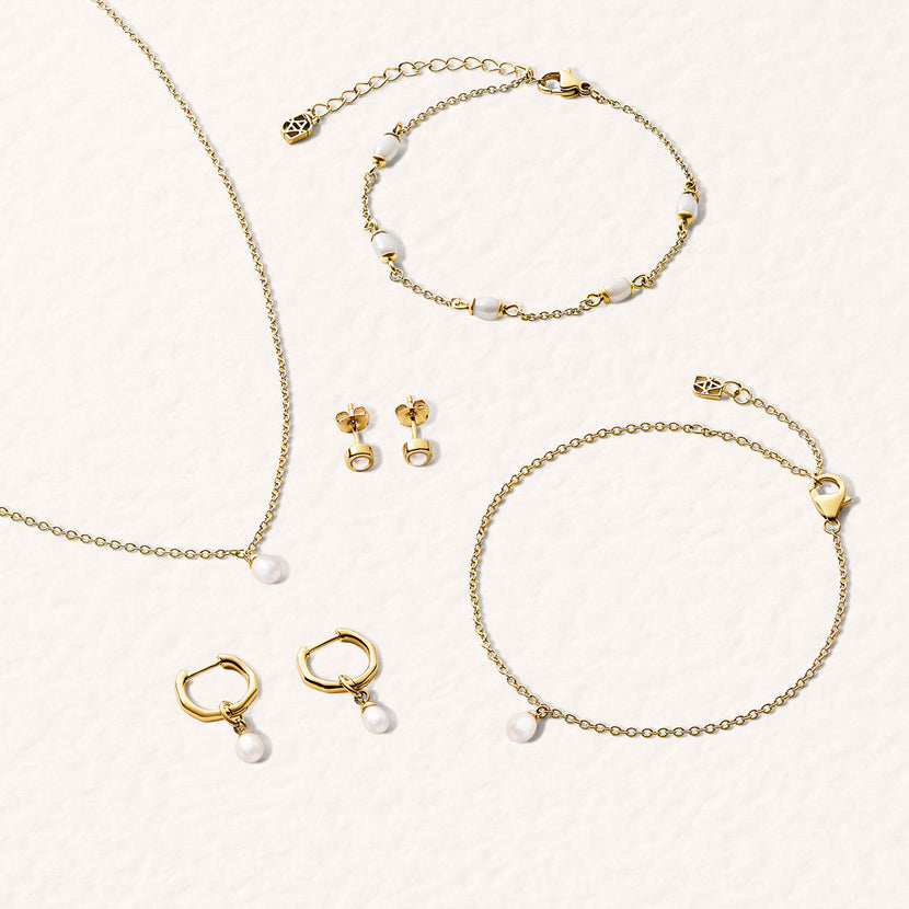 Fine Organic Pearl Earrings Set (Gold)