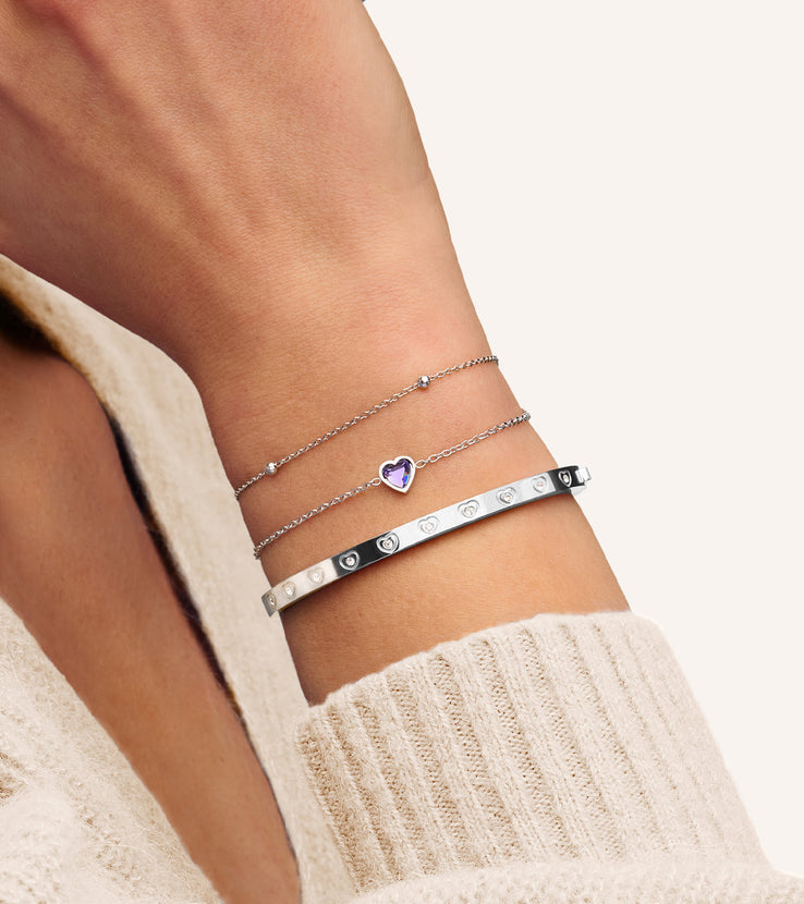 Steiff Teddy Bear & Birthstone Bracelet Bundle (Silver)