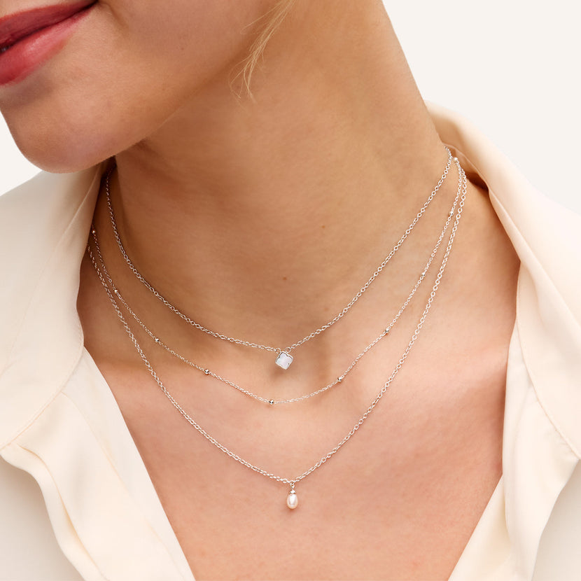 Fine Organic Pearl Necklace (Silver)