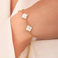 Rosette Clover Custom Name Bracelet (Gold)