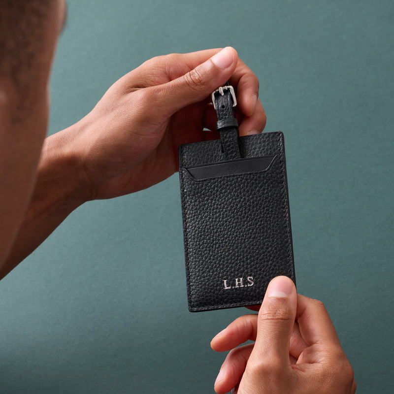 Men's Leather Luggage Tag (Black)