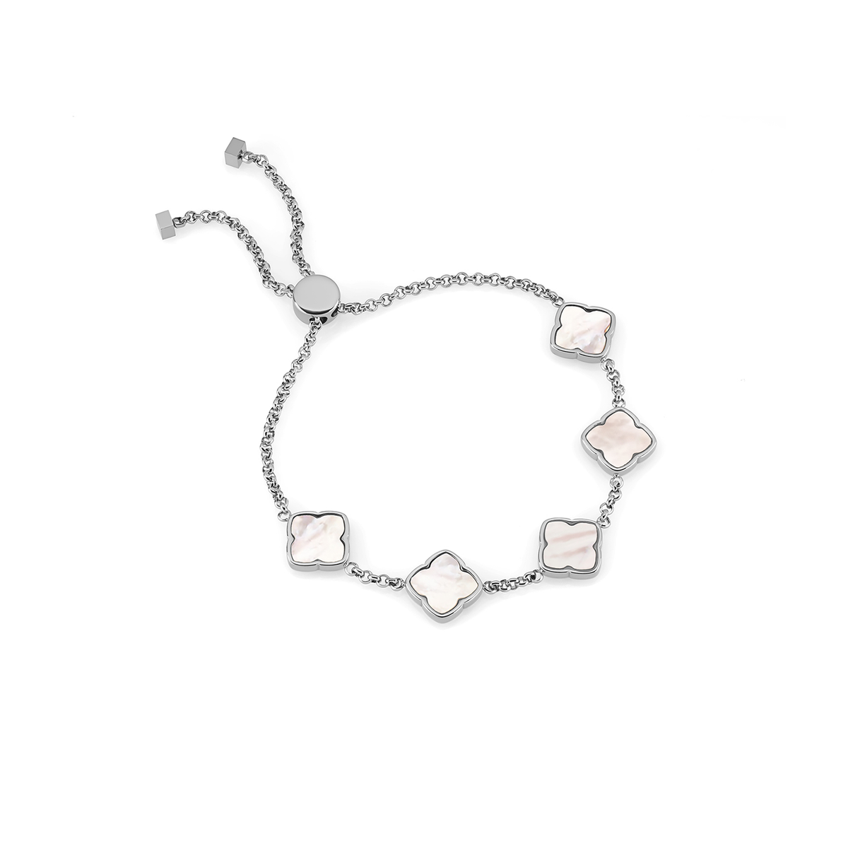 Crystal Heart Bangle & Multi Pearl Clover Bracelet Set