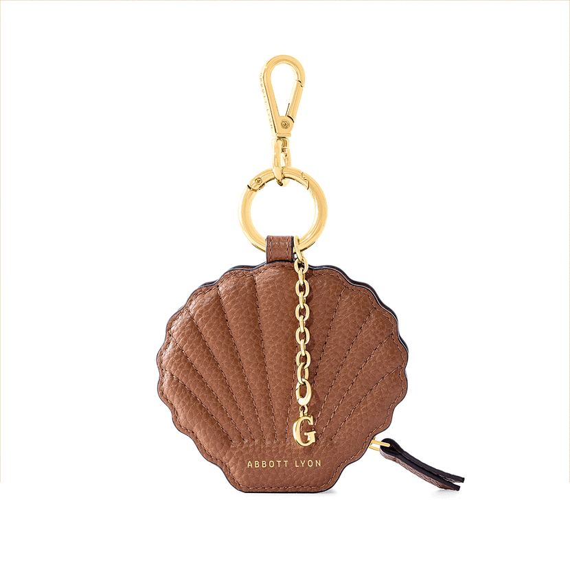 Leather Shell Pouch Keyring (Tan)
