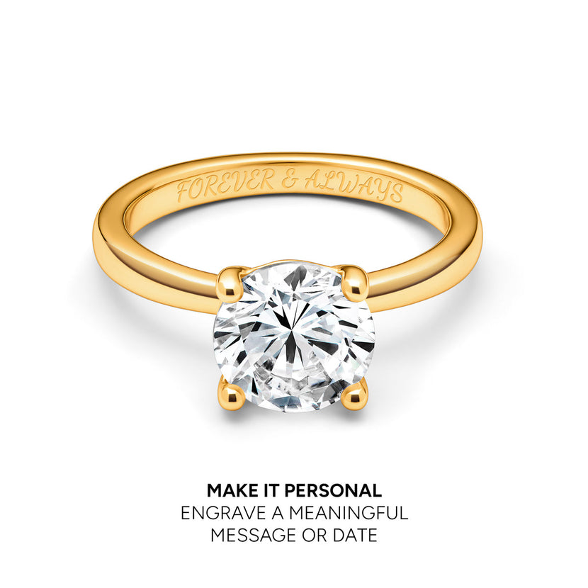 Round Cut Solitaire Ring 2ct (Gold)
