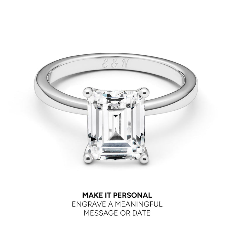 Emerald Cut Solitaire Ring 2ct (Silver)