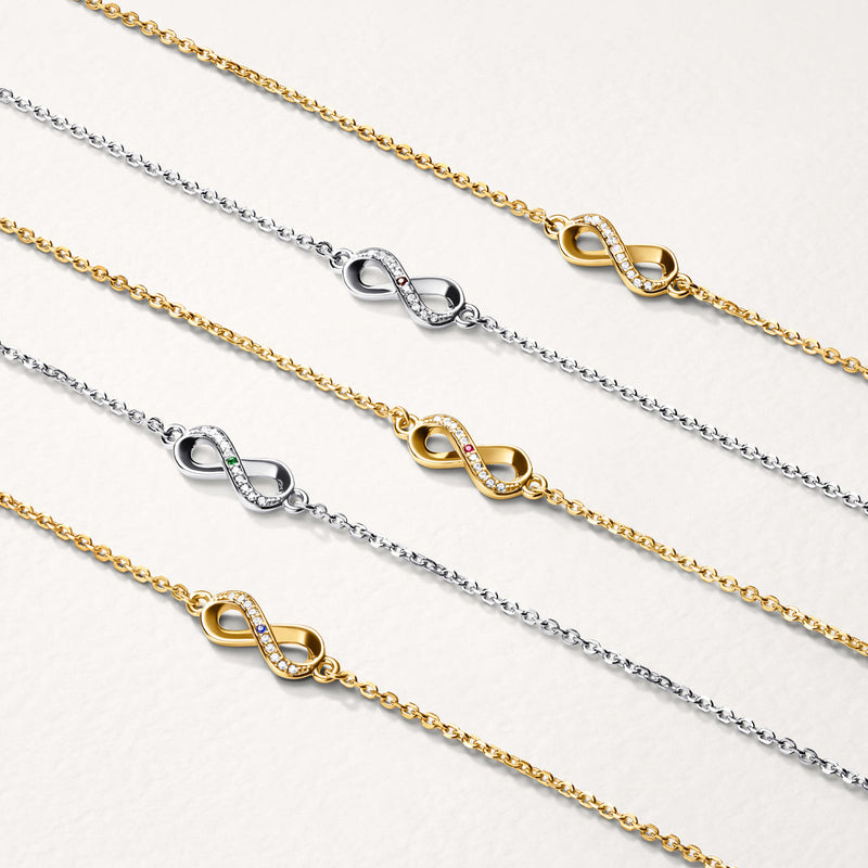 Birthstone Infinity Bracelet (Silver)