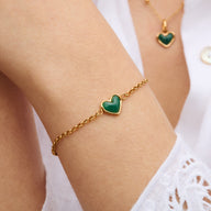 Green Quartz Heart Bracelet (Gold)
