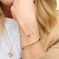 Floating Birthstone Heart Bracelet (Gold)