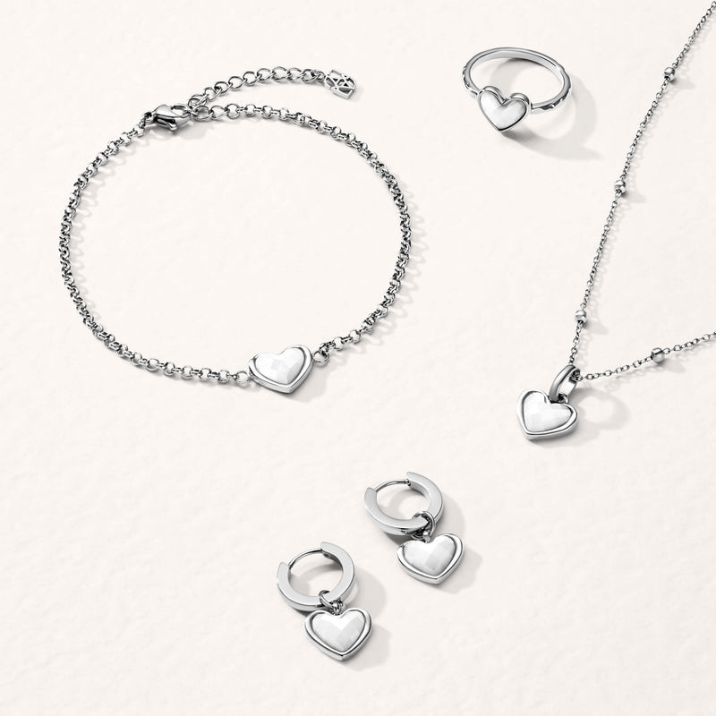 White Quartz Heart Pendant (Silver)