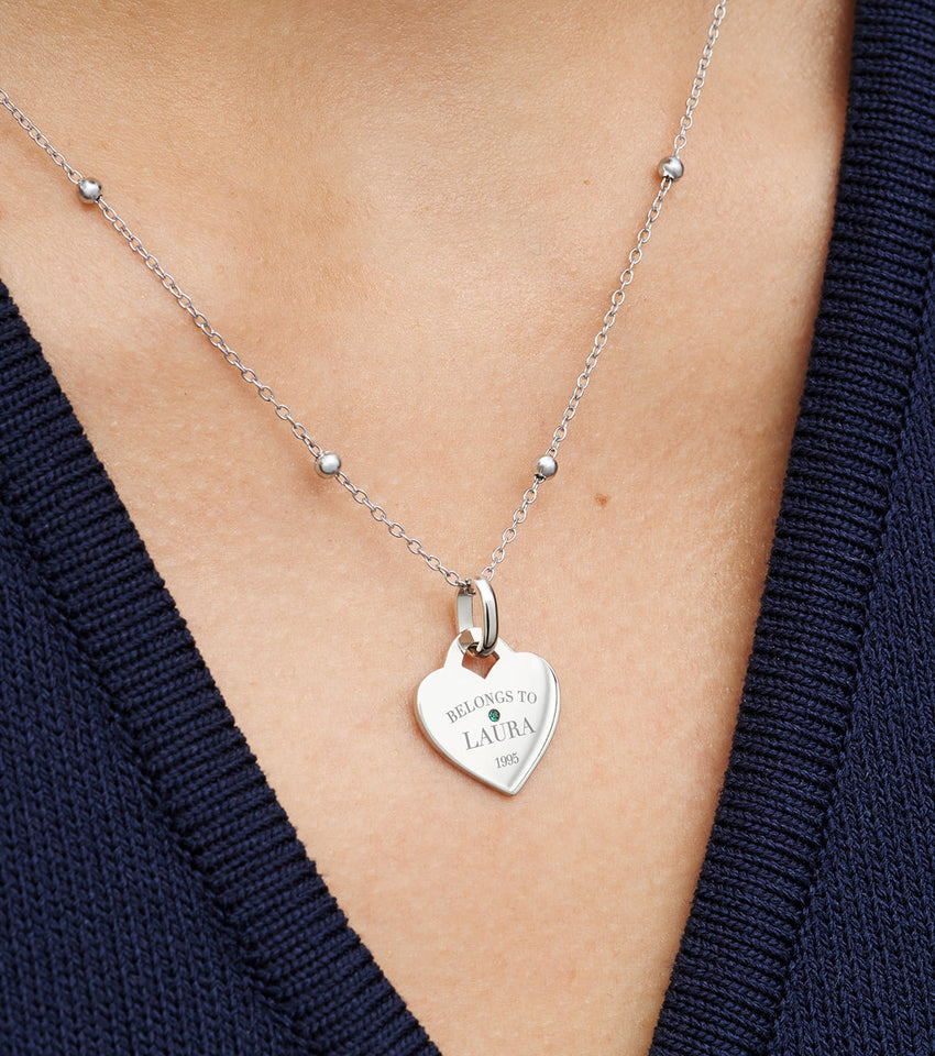 Mini Heart Token Necklace (Silver)