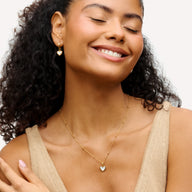 White Quartz Heart Necklace & Bracelet Set (Gold)