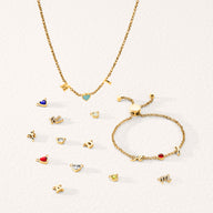 Made Mine Initials & Birthstone Necklace (Gold)