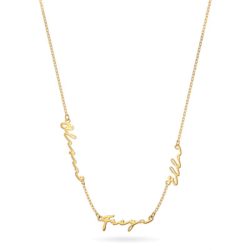 Multi Signature Name Necklace (Gold)