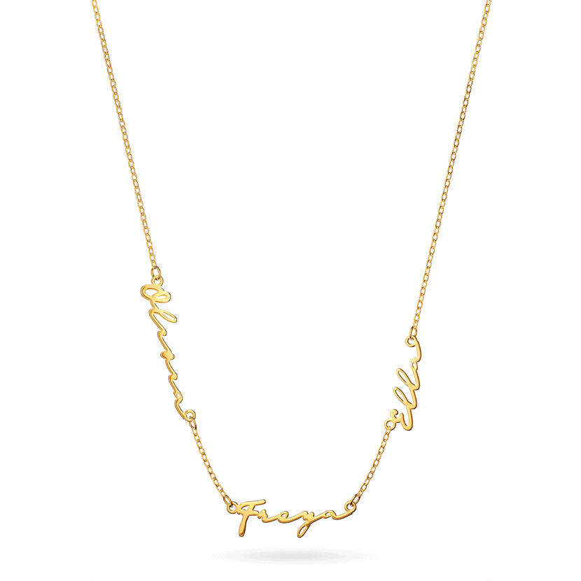 Multi Signature Name Necklace (Gold)