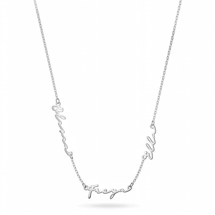 Multi Signature Name Necklace (Silver)