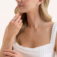 Modern Elegance Quartz & Pearl Necklace (Silver)