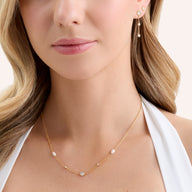 Modern Elegance Quartz & Pearl Necklace & Earrings Set (Gold)