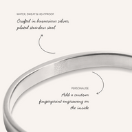 Custom Fingerprint Memento Cuff Bangle (Silver)