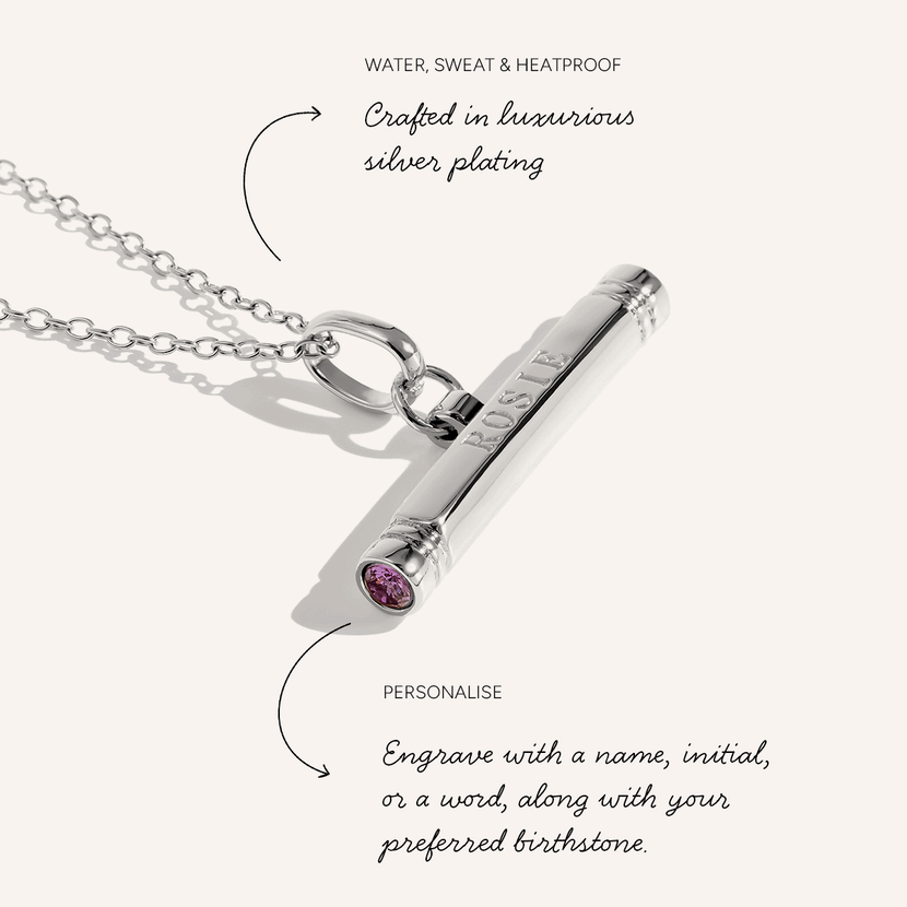 Custom Stamped T-Bar Necklace (Silver)