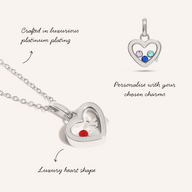 Floating Charm Heart Locket Necklace (Silver)