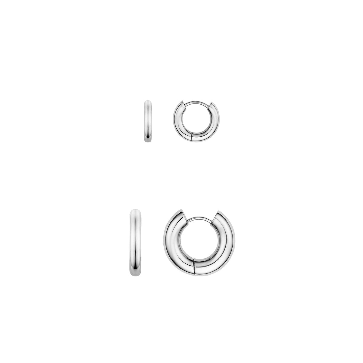 Small Chunky Huggie Hoop Earring Set