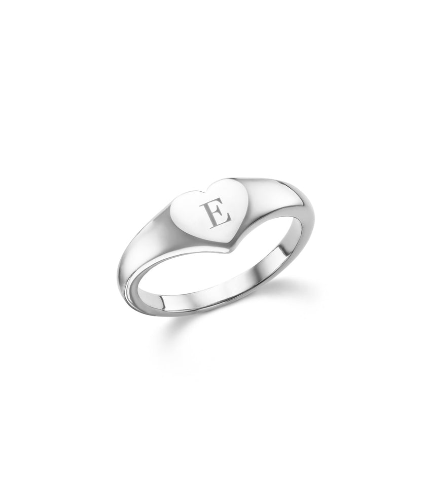 Small Heart Signet Ring (Silver)