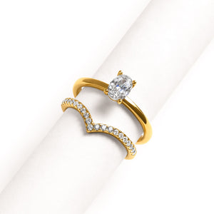 Oval Ring & Wishbone Stacking Set (Gold)