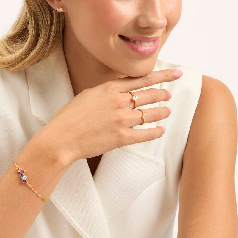 Oval Ring & Wishbone Stacking Set (Gold)