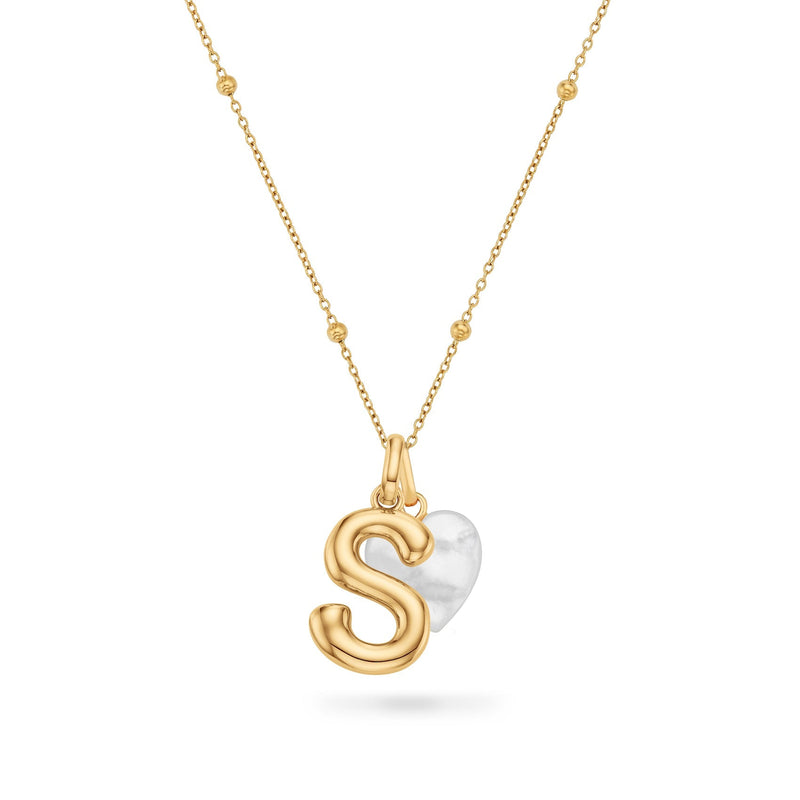 Molten Initial Birthstone Necklace (Gold)