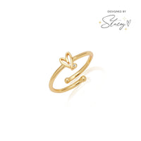 Stacey's Stories Doodle Heart Crystal Ring (Gold)