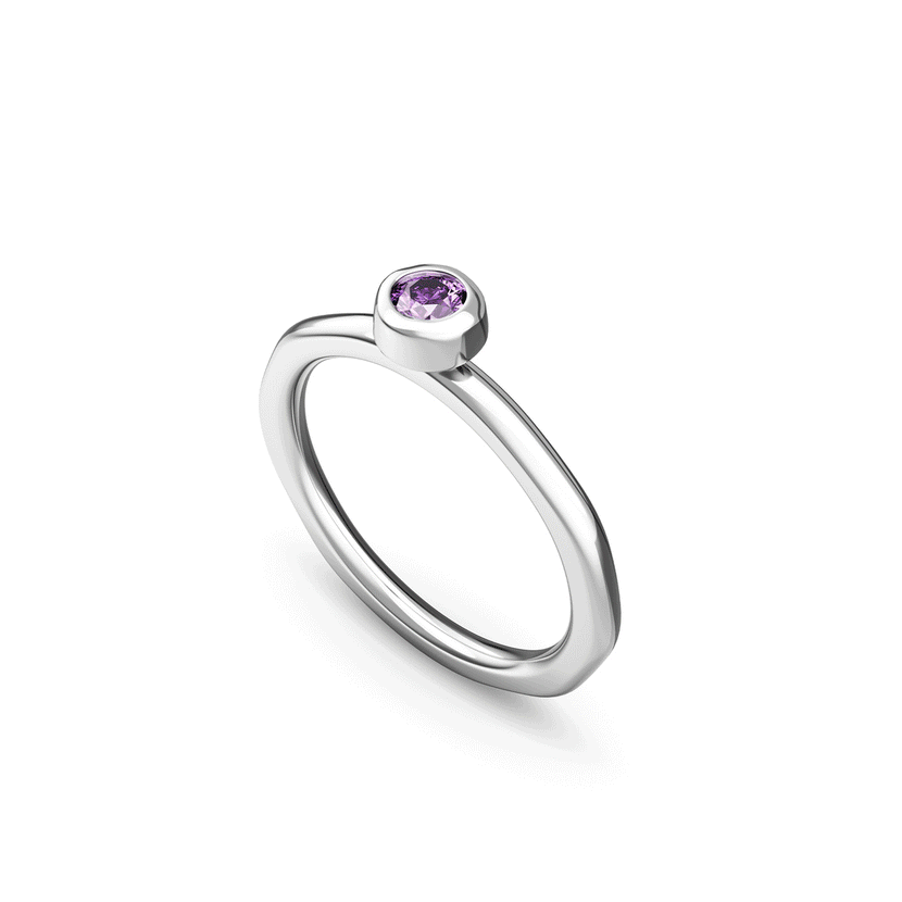 Fine Molten Organic Birthstone Ring (Silver)