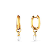 Fine Organic Pearl Huggie Earring (Gold)