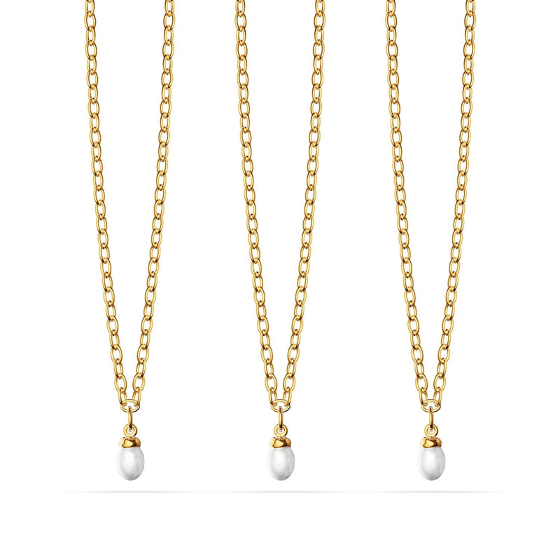 Pearl Drop Huggie Earring Set (Silver)