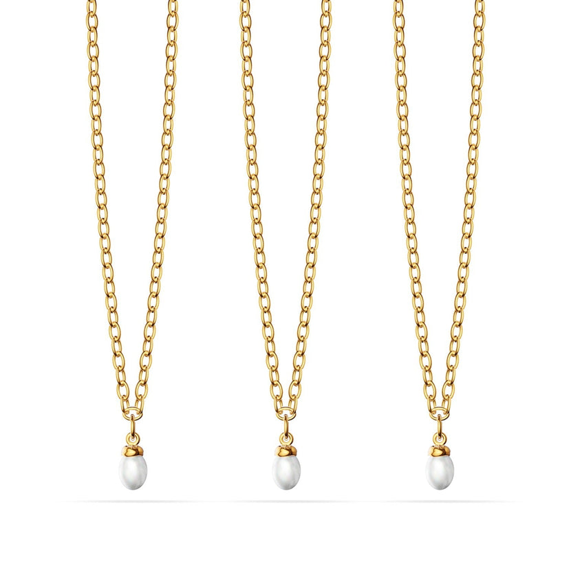 Pearl Drop Huggie Earring Set (Silver)