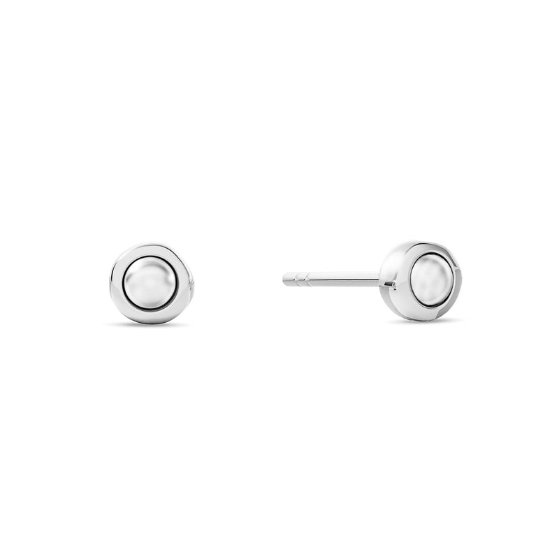 Fine Organic Pearl Stud Earring (Silver)