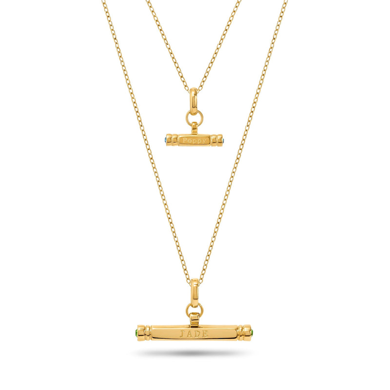 Mini & Me T-Bar Necklace Set (Gold)